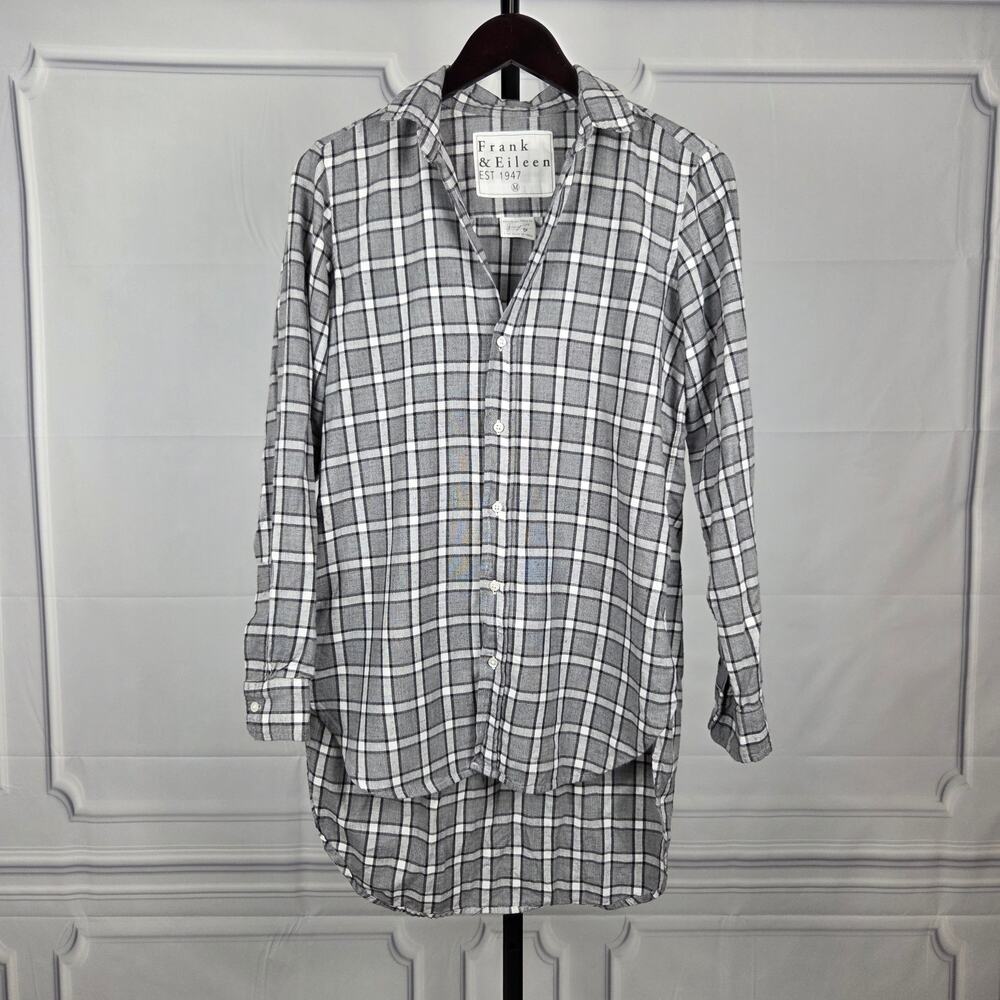 Frank & Eileen Grayson Plaid Long Shirt Medium Italian Fabric Made USA